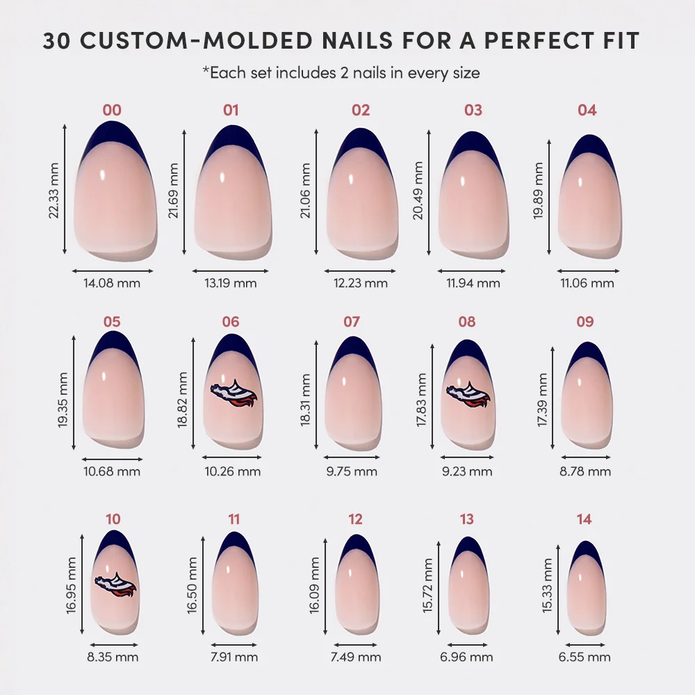 Denver Broncos Press-On Nail Set